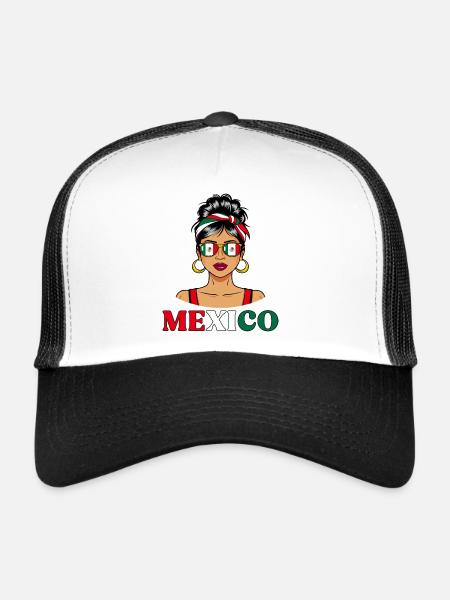 Drapeau Mexique Femme Mexicaine - Casquette trucker  - blanc/noir - Devant
