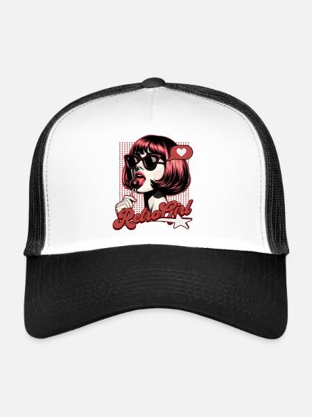 Glamour Rétro Femme Vintage - Casquette trucker  - blanc/noir - Devant