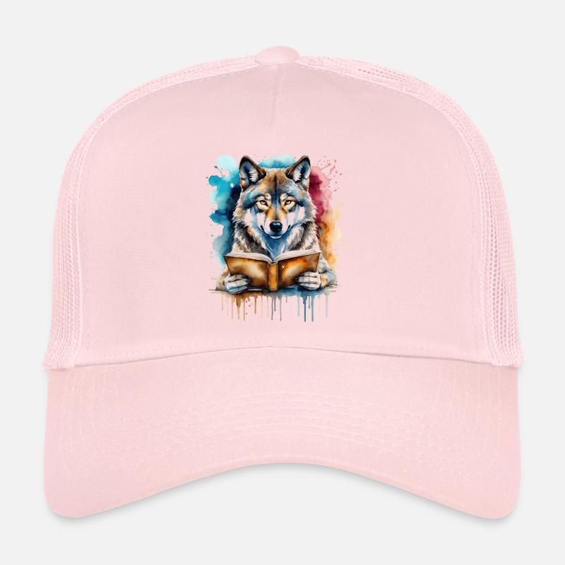 Livre de lecture loup Imprimé de conception animale colorée Casquette trucker 