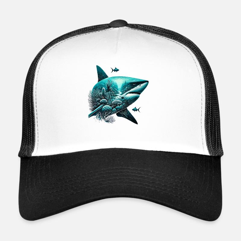 Shark Lover Artistic Ocean Landscape Trucker Cap