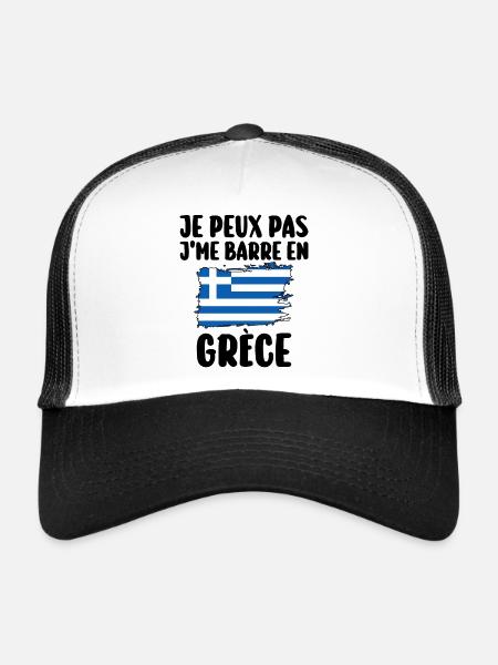 J'Me Barre En Grèce Voyage Cadeau - Casquette trucker  - blanc/noir - Devant