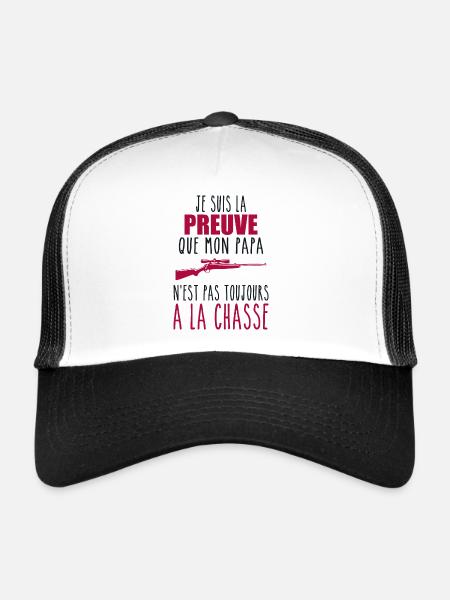 Proof that my dad hunts, hunters, hunts, hunts - Trucker Cap - white/black - Front