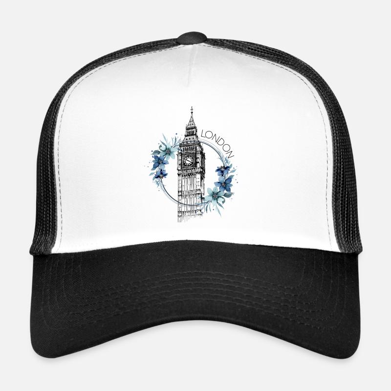 Londres Big Ben Angleterre Floral Line Art Casquette trucker 