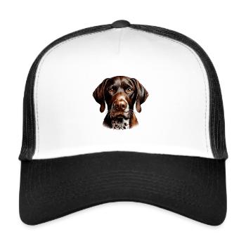 Hundegesicht - Deutsch Kurzhaar - Trucker Cap - Weiß/Schwarz - Vorne