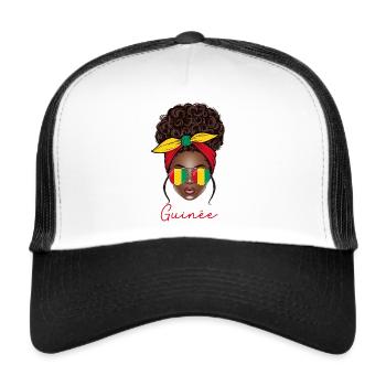 Femme Guinée Fille Guinéenne - Casquette trucker  - blanc/noir - Devant