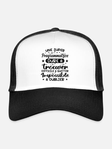 Une Super Programmatrice - Cadeau programmatrice - Casquette trucker  - blanc/noir - Devant