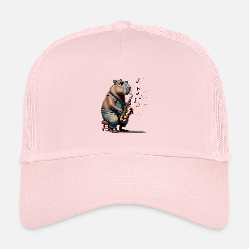Saxophone jouant du capybara Casquette trucker 