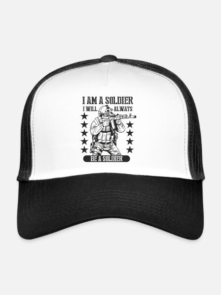 I am a Soldier i will always be a Soldier - Trucker Cap - white/black - Front