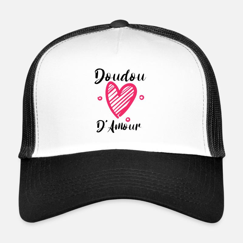 Doudou D Amour Cadeaux St Valentin - Casquette trucker  - blanc/noir