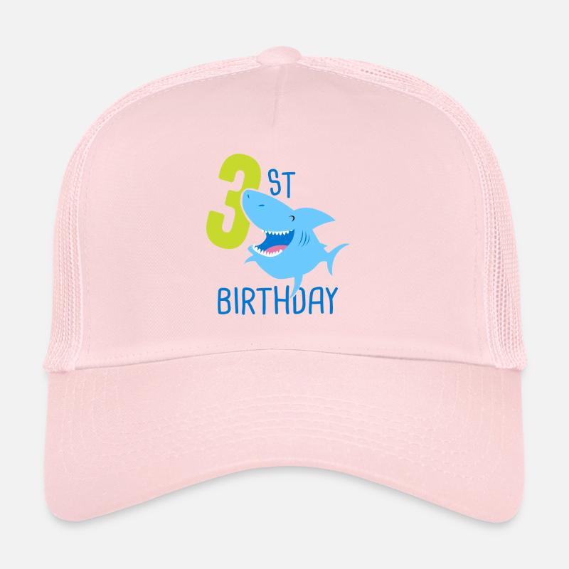 3rd Birthday Boy 3 Year Old Shark Trucker Cap