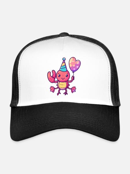 Homard Crabe Anniversaire Bébé - Casquette trucker  - blanc/noir - Devant