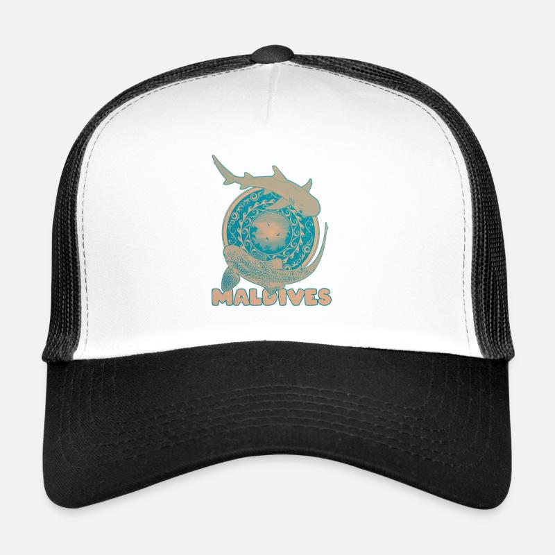 Maldives Requin léopard Requin de récif à pointe blanche Casquette trucker 