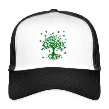 Arbre de Vie,Arbre de Vie,Fleurs,Arbre,Trèfle,Bonheur - Casquette trucker  - blanc/noir - Devant