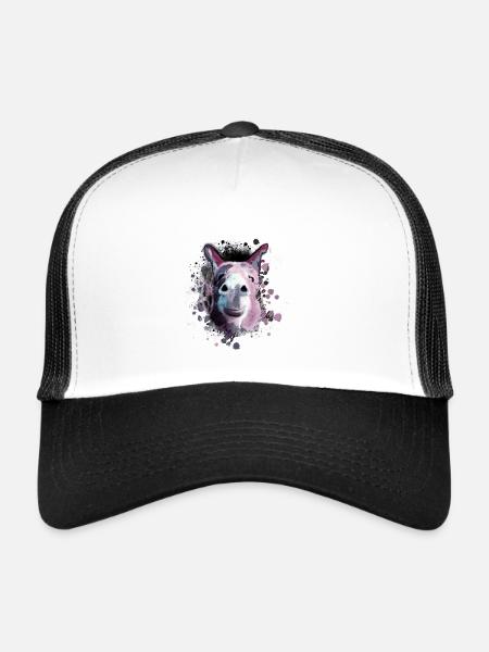 Esel, Graffiti, Malerei,rosa - Trucker Cap - Weiß/Schwarz