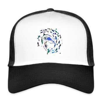 fischschwarm,fische,malerei,graffiti,Hai - Trucker Cap - Weiß/Schwarz - Vorne