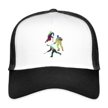 Ice hockey, hockey, graffiti, colorful, stencil - Trucker Cap - white/black - Front