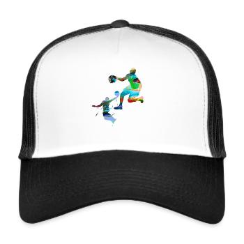 Basketball,ball, bunt , Graffiti - Trucker Cap - Weiß/Schwarz - Vorne