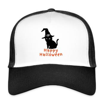 Happy halloween,katze, halloween - Trucker Cap - Weiß/Schwarz - Vorne