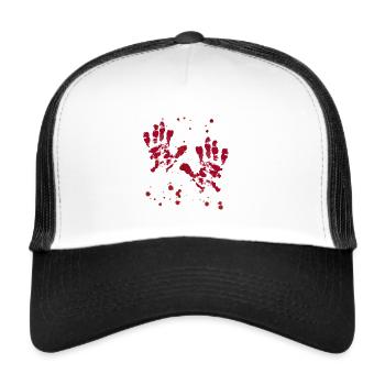 blood,hands,blood spatter,halloween - Trucker Cap - white/black - Front