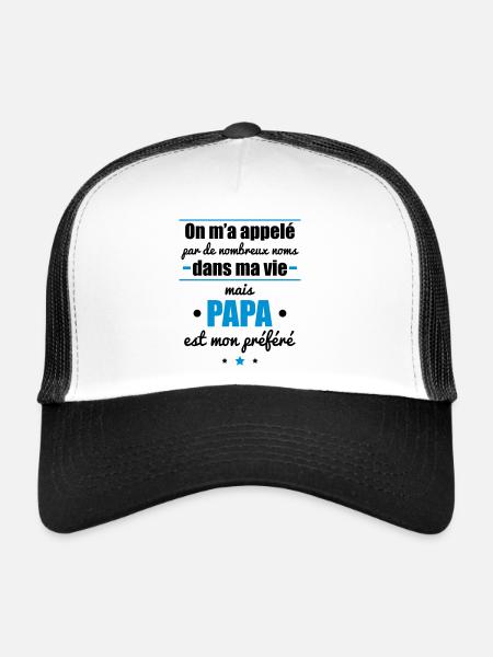 on m'a appelé mais papa, cadeau fête des pères - Casquette trucker  - blanc/noir - Devant