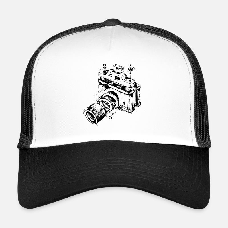 Vintage camera - Trucker Cap - white/black