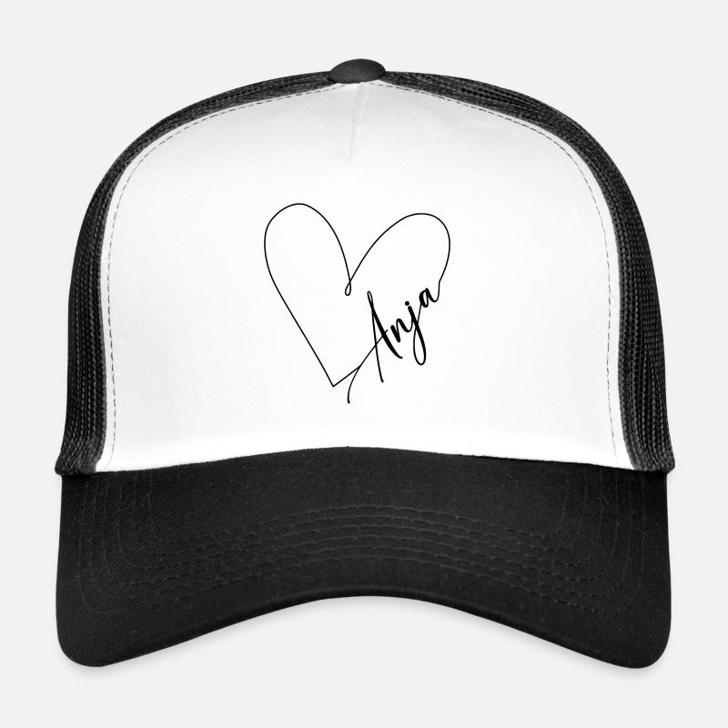 Anja Name Herzlinie - Trucker Cap - Weiß/Schwarz