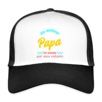élu meilleur papa du monde par mes enfants - Casquette trucker  - blanc/noir - Devant