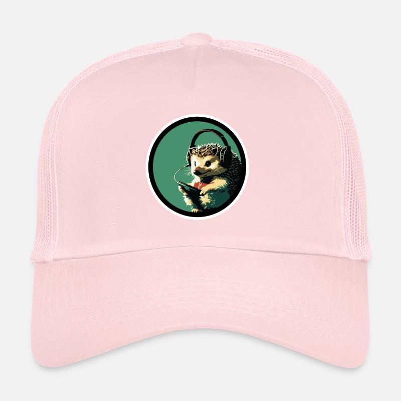 Hérisson avec écouteurs Casquette trucker 