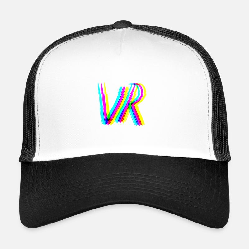 vr 3d effect virtual reality gaming gambling - Trucker Cap - white/black