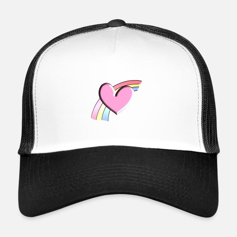 fond de cœur rose arc-en-ciel Casquette trucker 