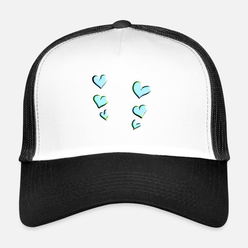 blå hjerter mønster kærlighed - Trucker cap - hvid/sort