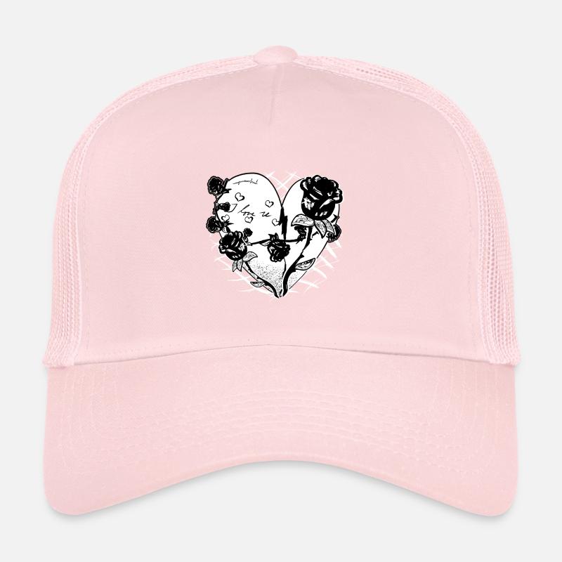 Heart Shape Symbol Pattern Roses Flowers Glitter Trucker Cap