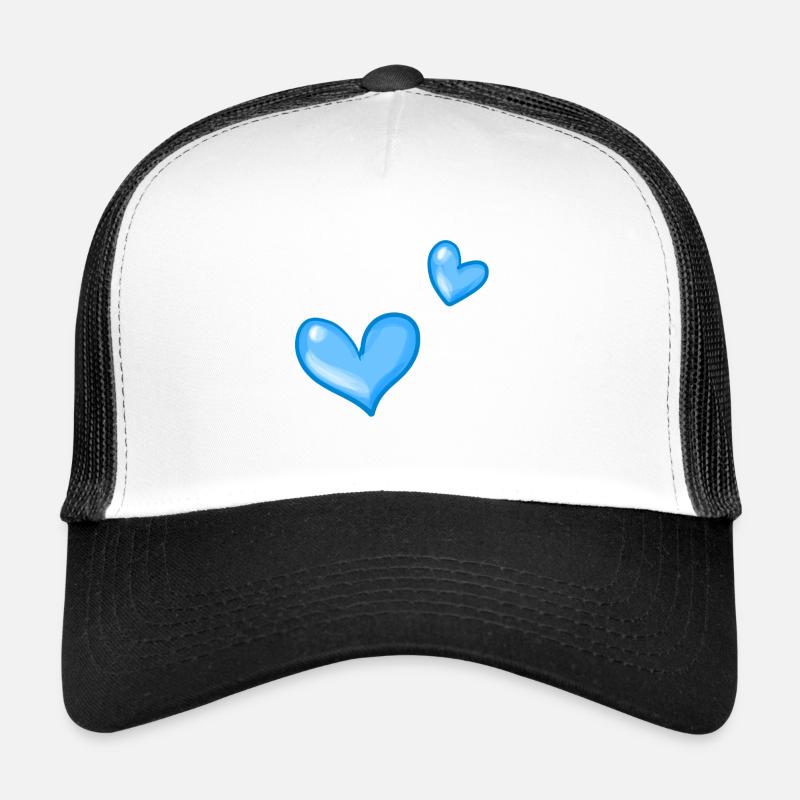 Two Blue Hearts Heart Trucker Cap