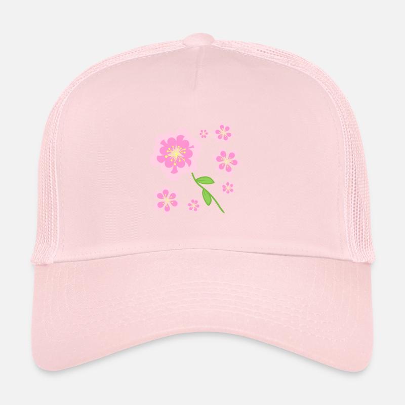 Pink Flower Pattern Trucker Cap