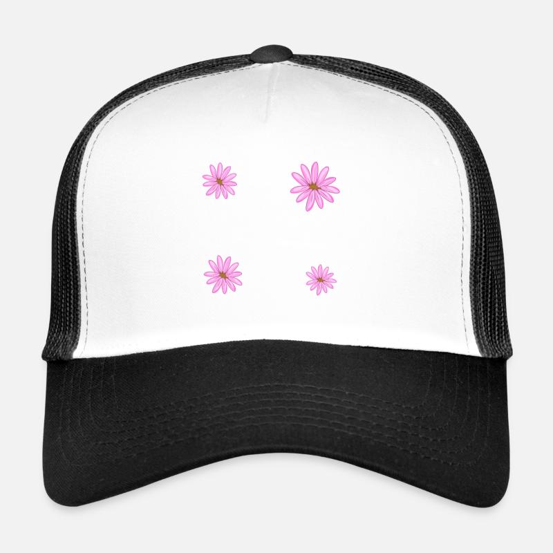 vier lila blumen pflanzen blüten - Trucker Cap - Weiß/Schwarz