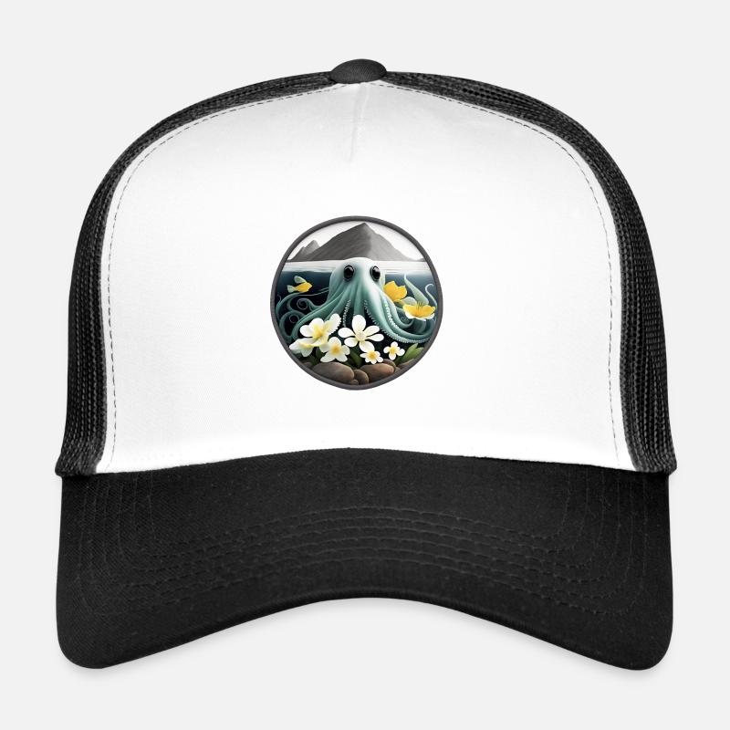 Tintenfisch - Trucker Cap - Weiß/Schwarz