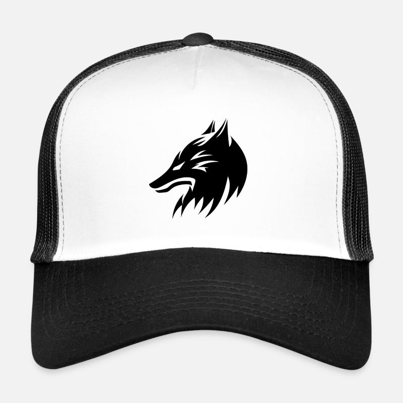 Style de tatouage de portrait de tête de loup Casquette trucker 