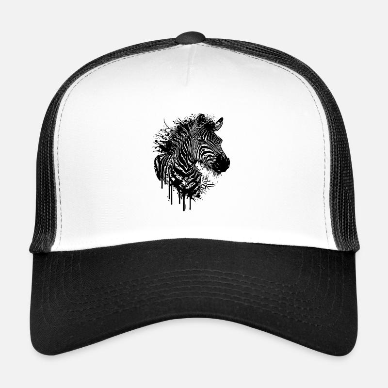 Wild Zebra Splash Tattoo Style Trucker Cap