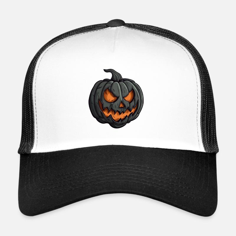 Wild Halloween Pumpkin Face Glowing Grimace Trucker Cap