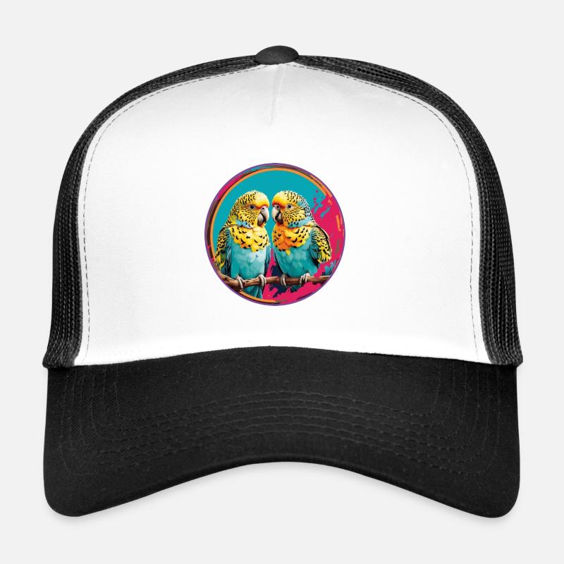 Deux perruches colorées dans la roue chromatique Casquette trucker 