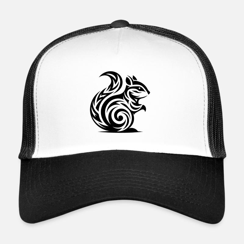 Mignon petit écureuil bébé dans le style de tatouage - Casquette trucker  - blanc/noir