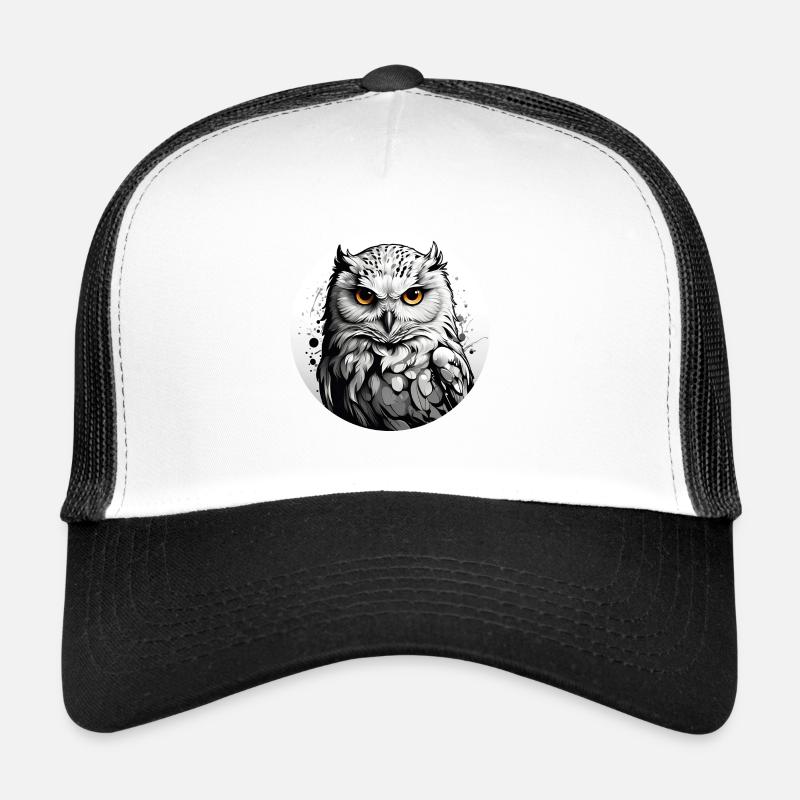 Schneeeulenportrait Schneeeule Eulengrafik Trucker Cap