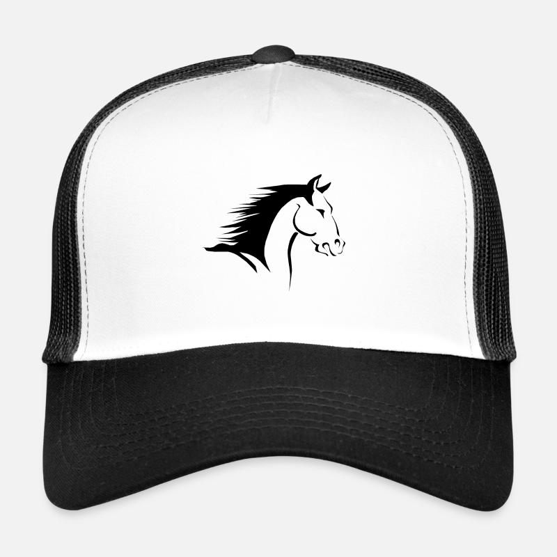 Silhouette Tête De Cheval Noir Blanc Casquette trucker 