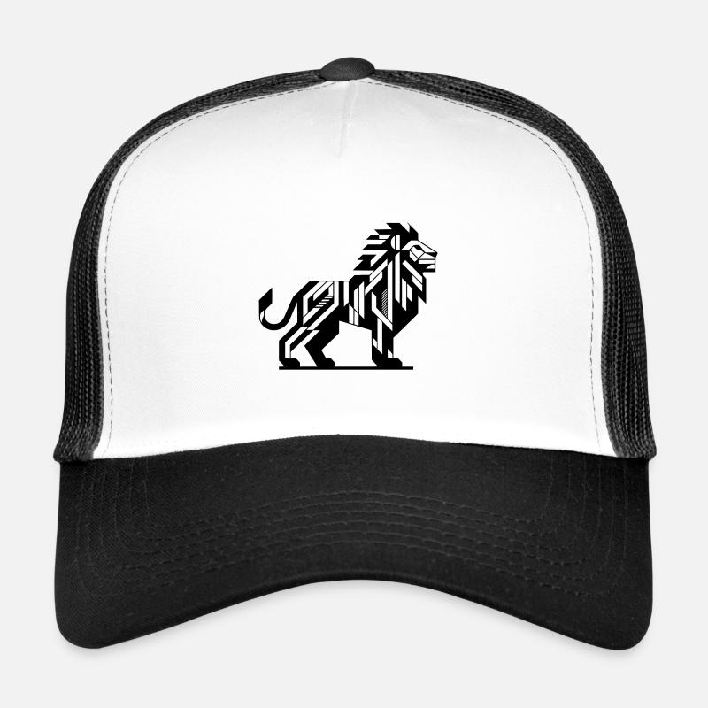 Geometric lion with teeth and elegant mane Trucker Cap