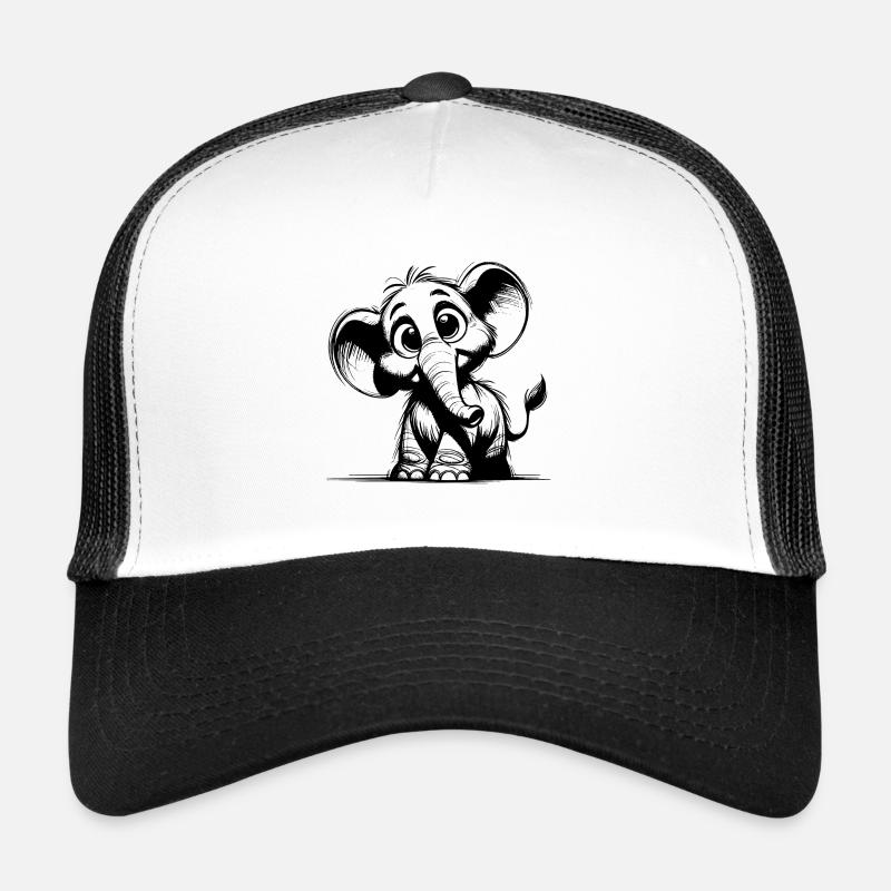 Bébé éléphant avec de grands yeux et de grandes oreilles Casquette trucker 