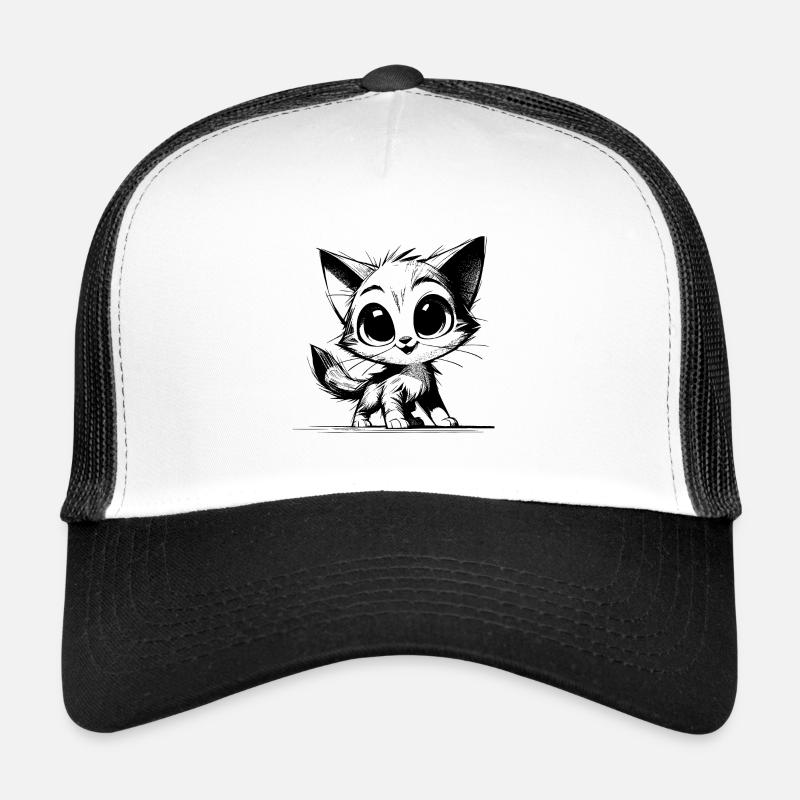 Chat mignon bébé dessin au crayon Casquette trucker 