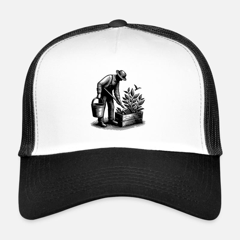 Hobbygärtner bei Gartenarbeit - Trucker Cap - Weiß/Schwarz