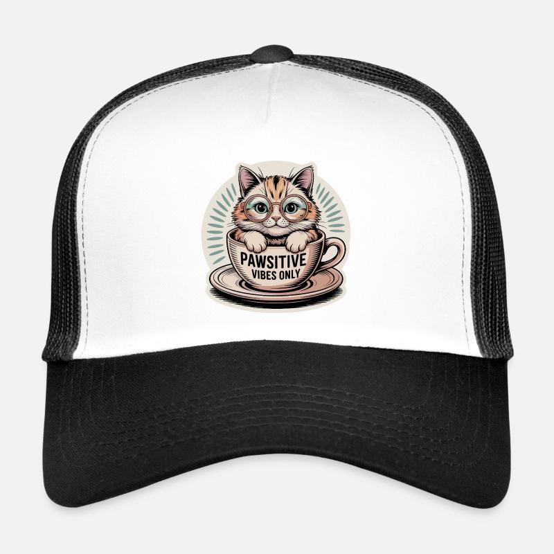 Pawsitive Vibes Only – Chat dans une tasse Casquette trucker 