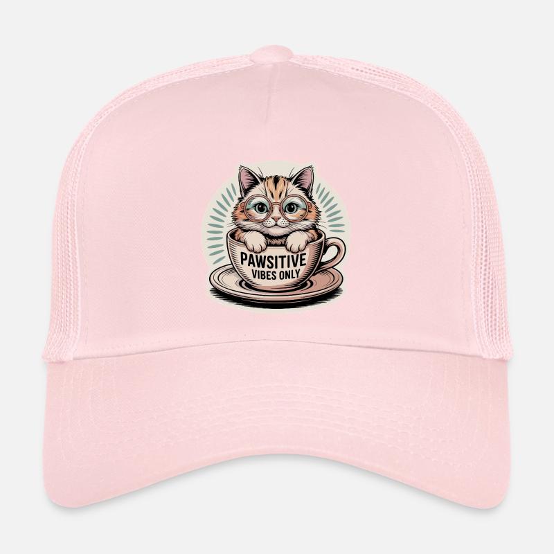Pawsitive Vibes Only – Cat in a Cup Trucker Cap