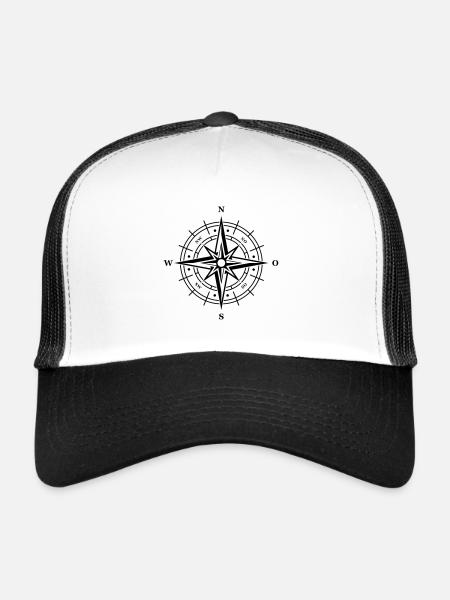 symbole de la boussole - Casquette trucker  - blanc/noir - Devant